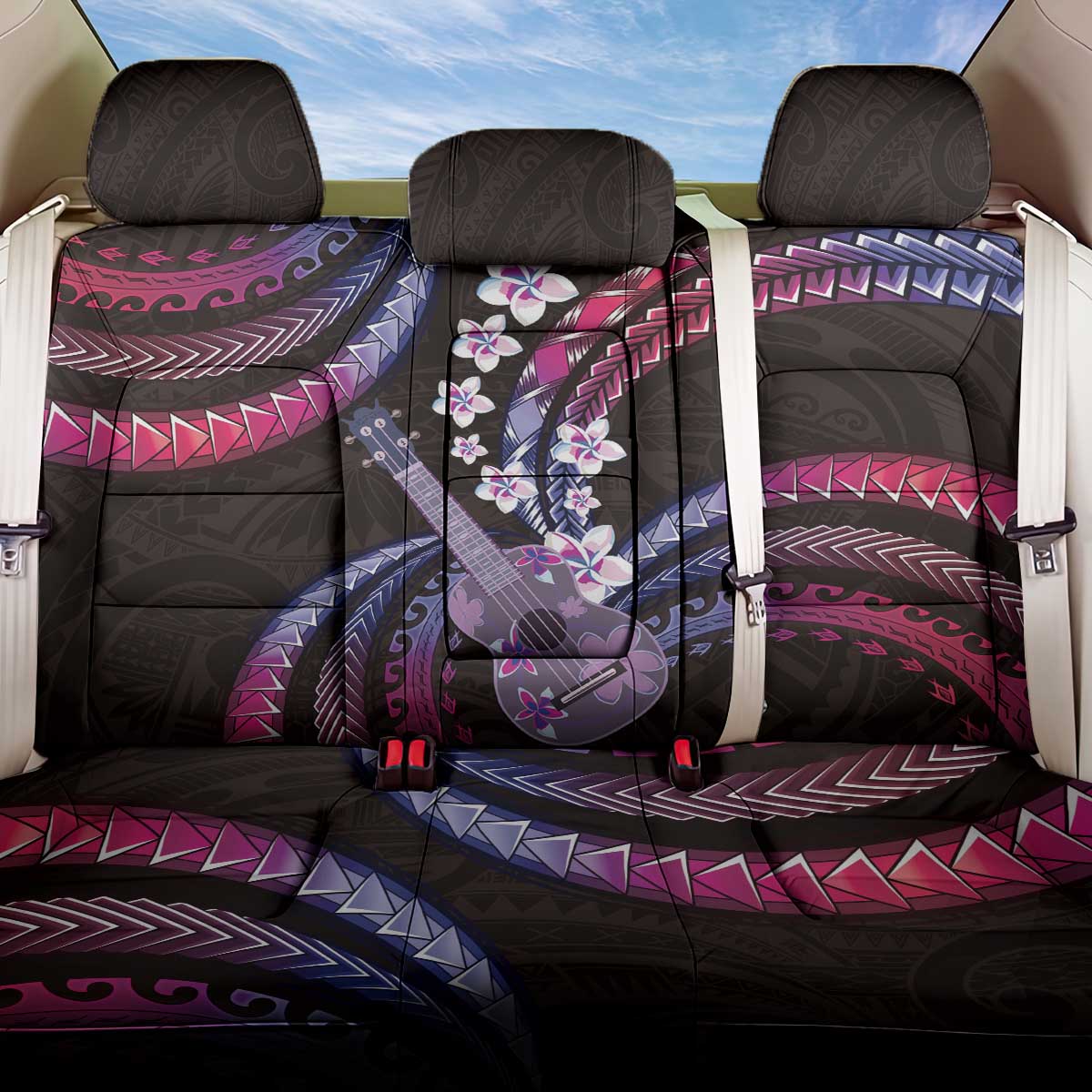 Hawaiian Ukulele Back Car Seat Cover Sweet Dream Fantastic Plumeria
