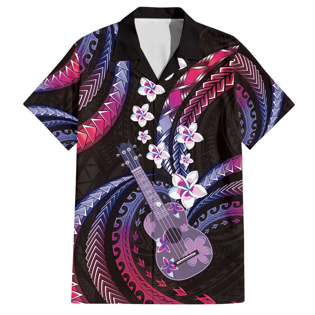 Hawaiian Ukulele Family Matching Off Shoulder Short Dress and Hawaiian Shirt Sweet Dream Fantastic Plumeria