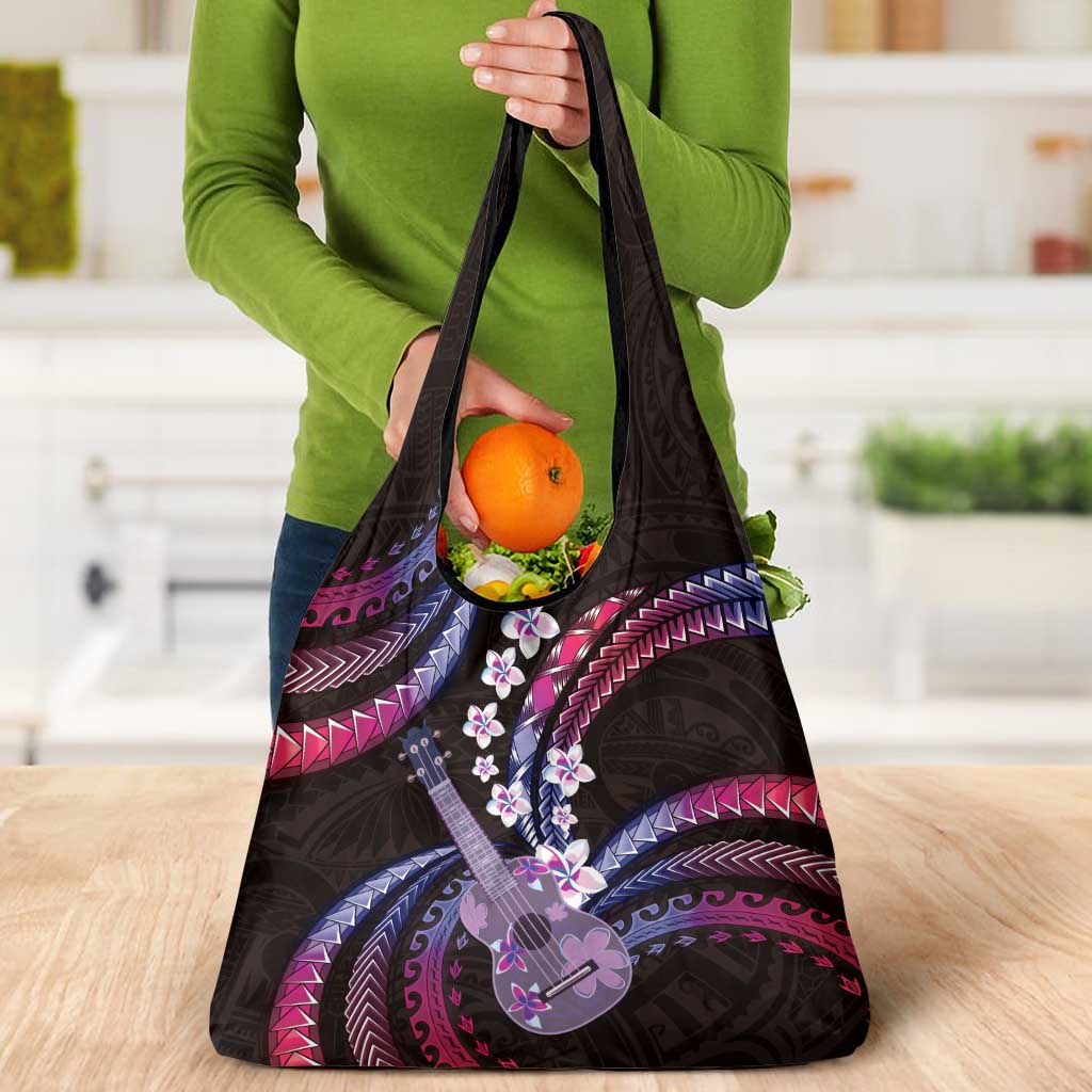 Hawaiian Ukulele Grocery Bag Sweet Dream Fantastic Plumeria