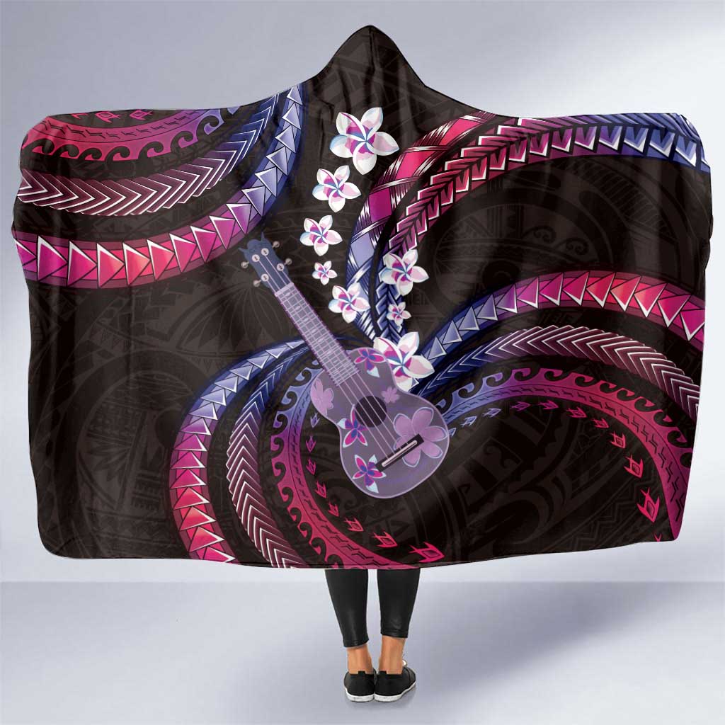 Hawaiian Ukulele Hooded Blanket Sweet Dream Fantastic Plumeria