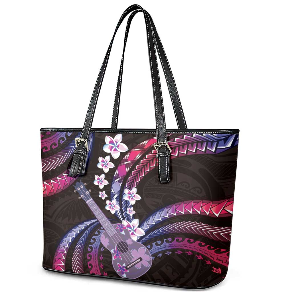 Hawaiian Ukulele Leather Tote Bag Sweet Dream Fantastic Plumeria