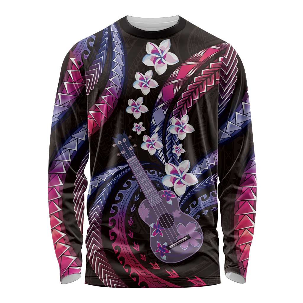 Hawaiian Ukulele Long Sleeve Shirt Sweet Dream Fantastic Plumeria