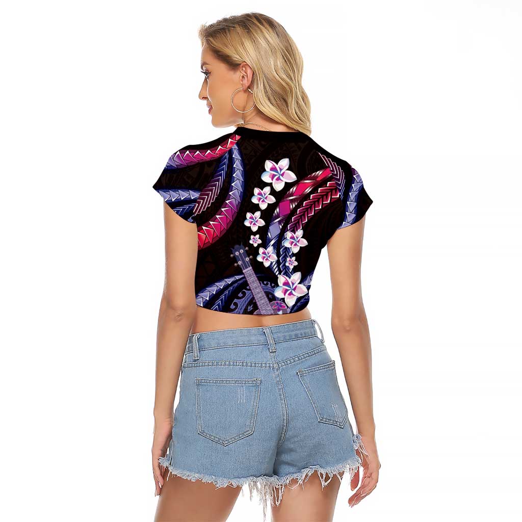 Hawaiian Ukulele Raglan Cropped T Shirt Sweet Dream Fantastic Plumeria