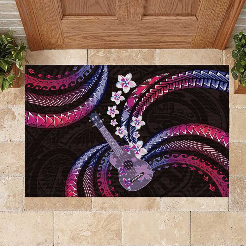 Hawaiian Ukulele Rubber Doormat Sweet Dream Fantastic Plumeria