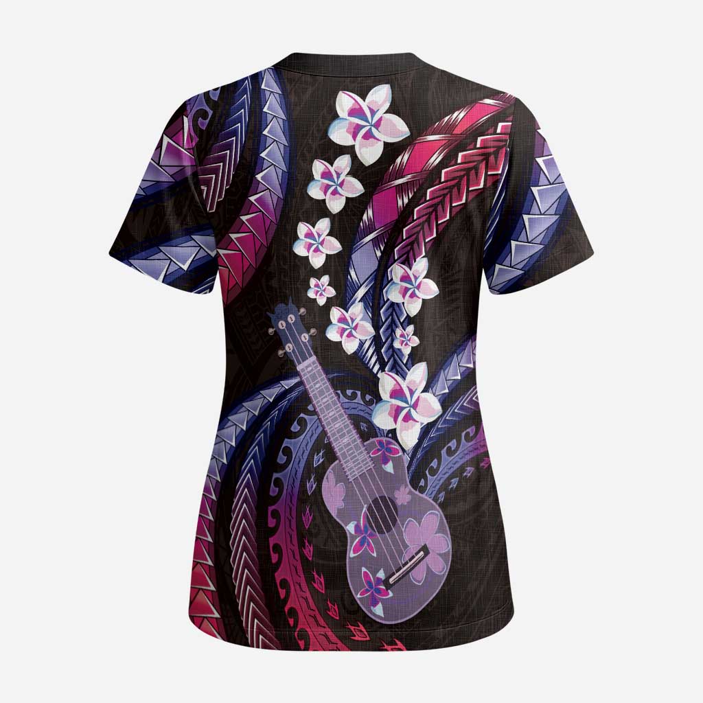 Hawaiian Ukulele Scrub Top Sweet Dream Fantastic Plumeria - Polynesian Pride
