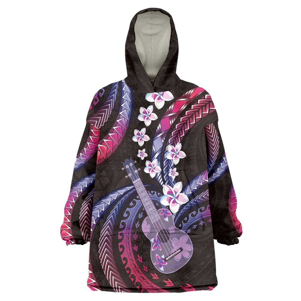 Hawaiian Ukulele Wearable Blanket Hoodie Sweet Dream Fantastic Plumeria