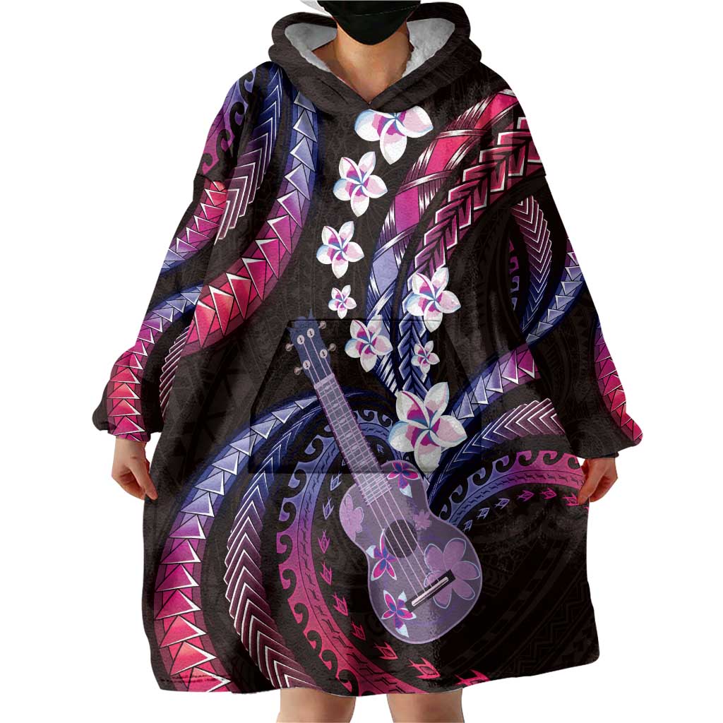 Hawaiian Ukulele Wearable Blanket Hoodie Sweet Dream Fantastic Plumeria