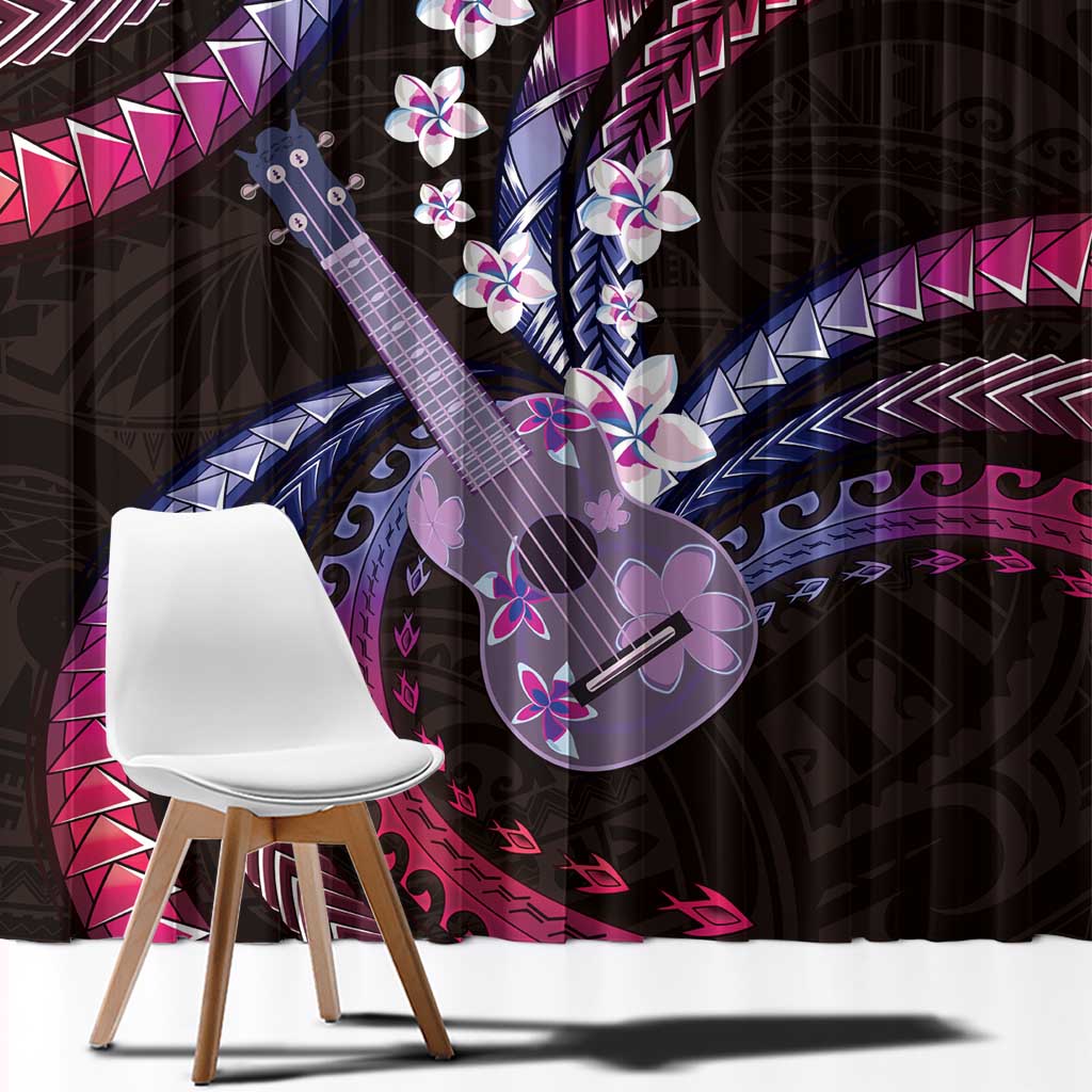 Hawaiian Ukulele Window Curtain Sweet Dream Fantastic Plumeria