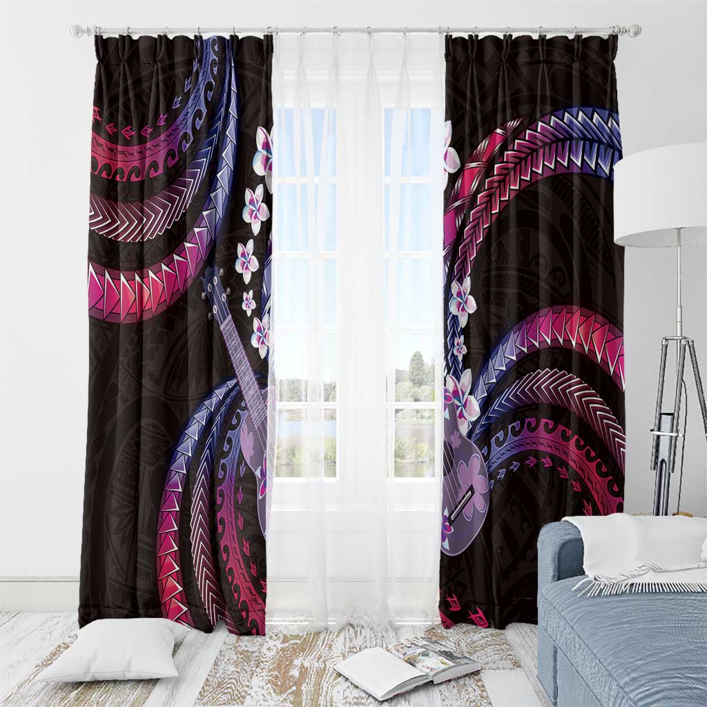 Hawaiian Ukulele Window Curtain Sweet Dream Fantastic Plumeria