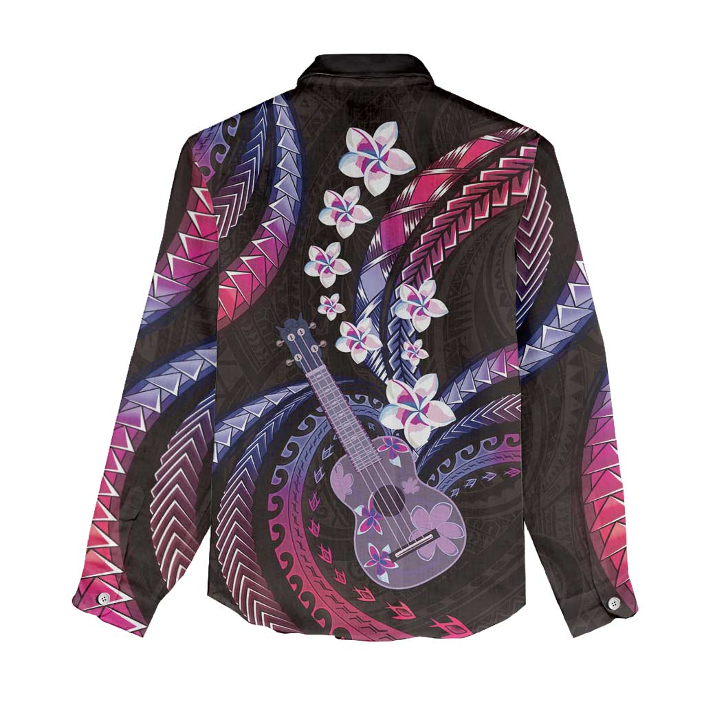 Hawaiian Ukulele Women Casual Shirt Sweet Dream Fantastic Plumeria