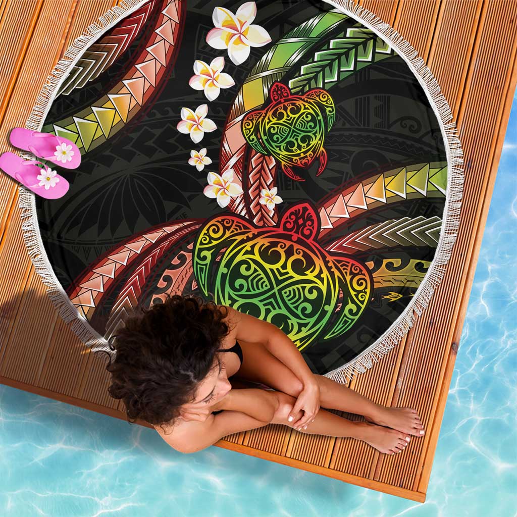 Hawaii Turtles Plumeria Beach Blanket Reggae Polynesian Pattern