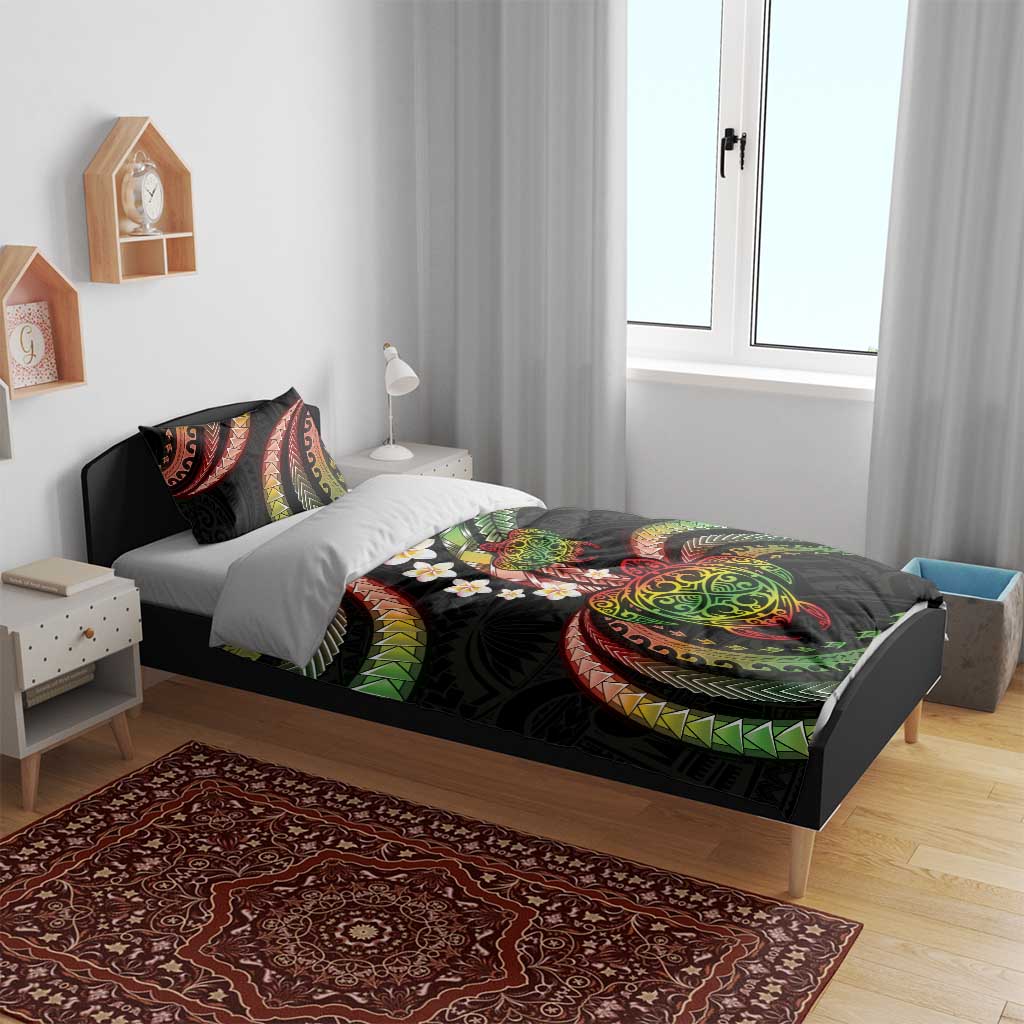 Hawaii Turtles Plumeria Bedding Set Reggae Polynesian Pattern