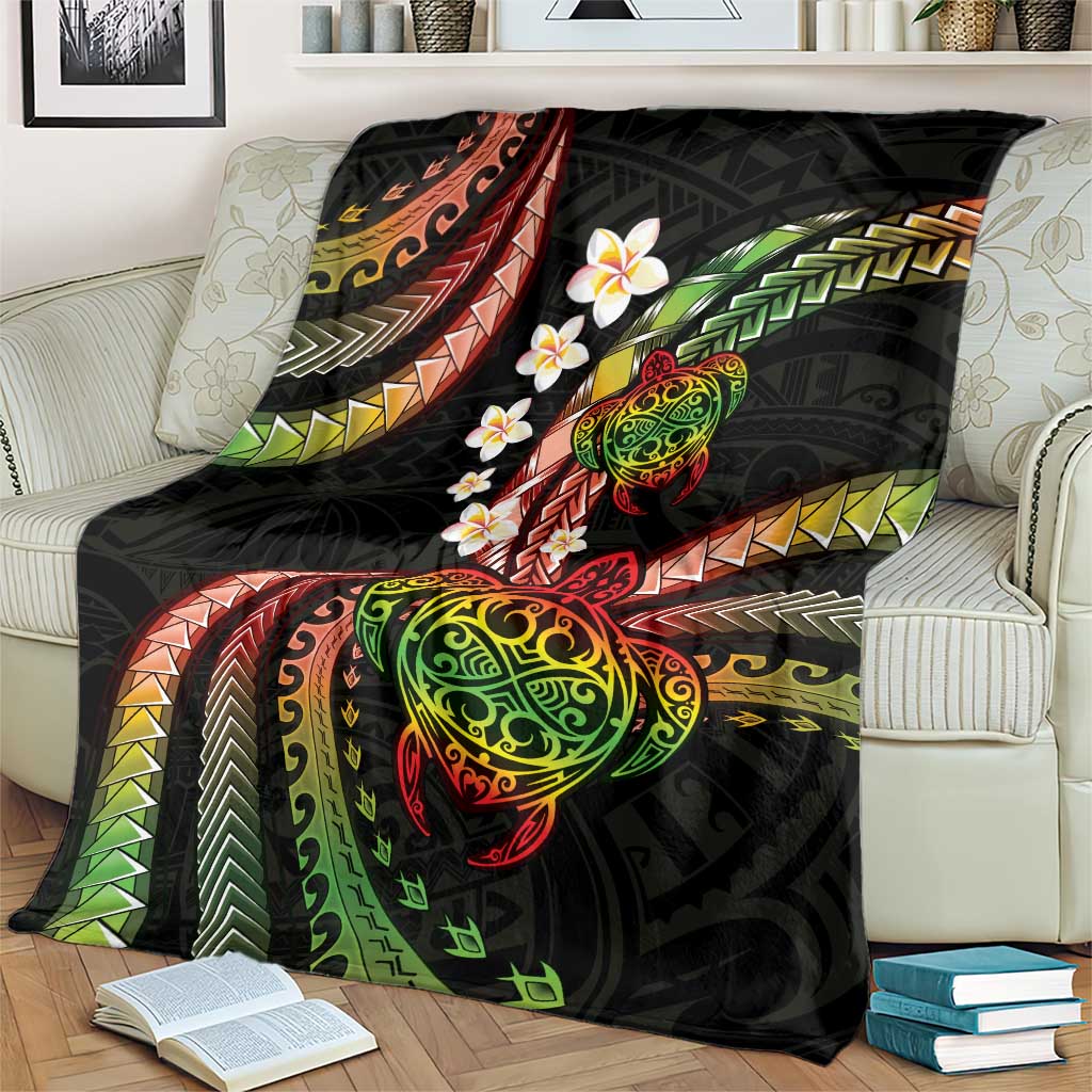 Hawaii Turtles Plumeria Blanket Reggae Polynesian Pattern