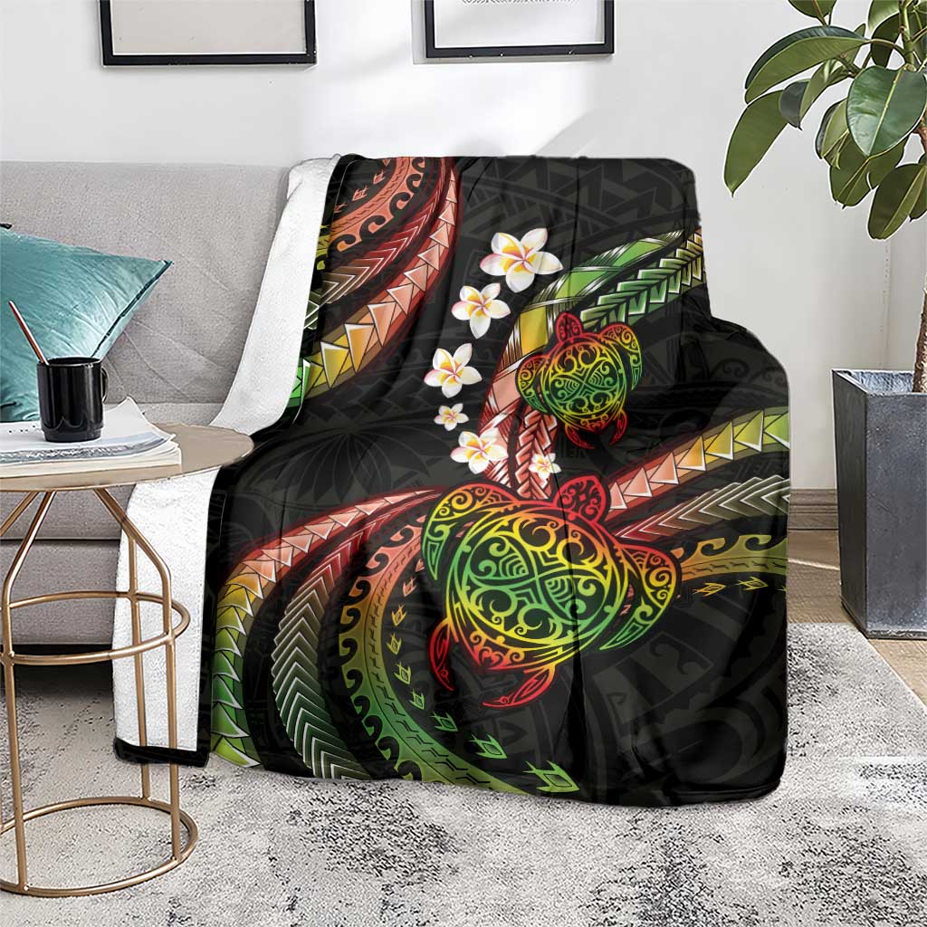 Hawaii Turtles Plumeria Blanket Reggae Polynesian Pattern
