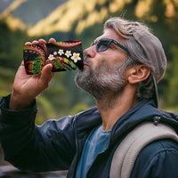 Hawaii Turtles Plumeria 4 in 1 Can Cooler Tumbler Reggae Polynesian Pattern