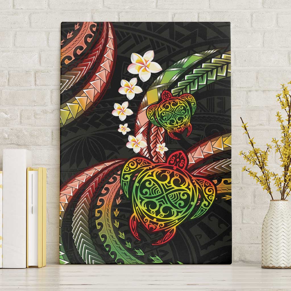 Hawaii Turtles Plumeria Canvas Wall Art Reggae Polynesian Pattern