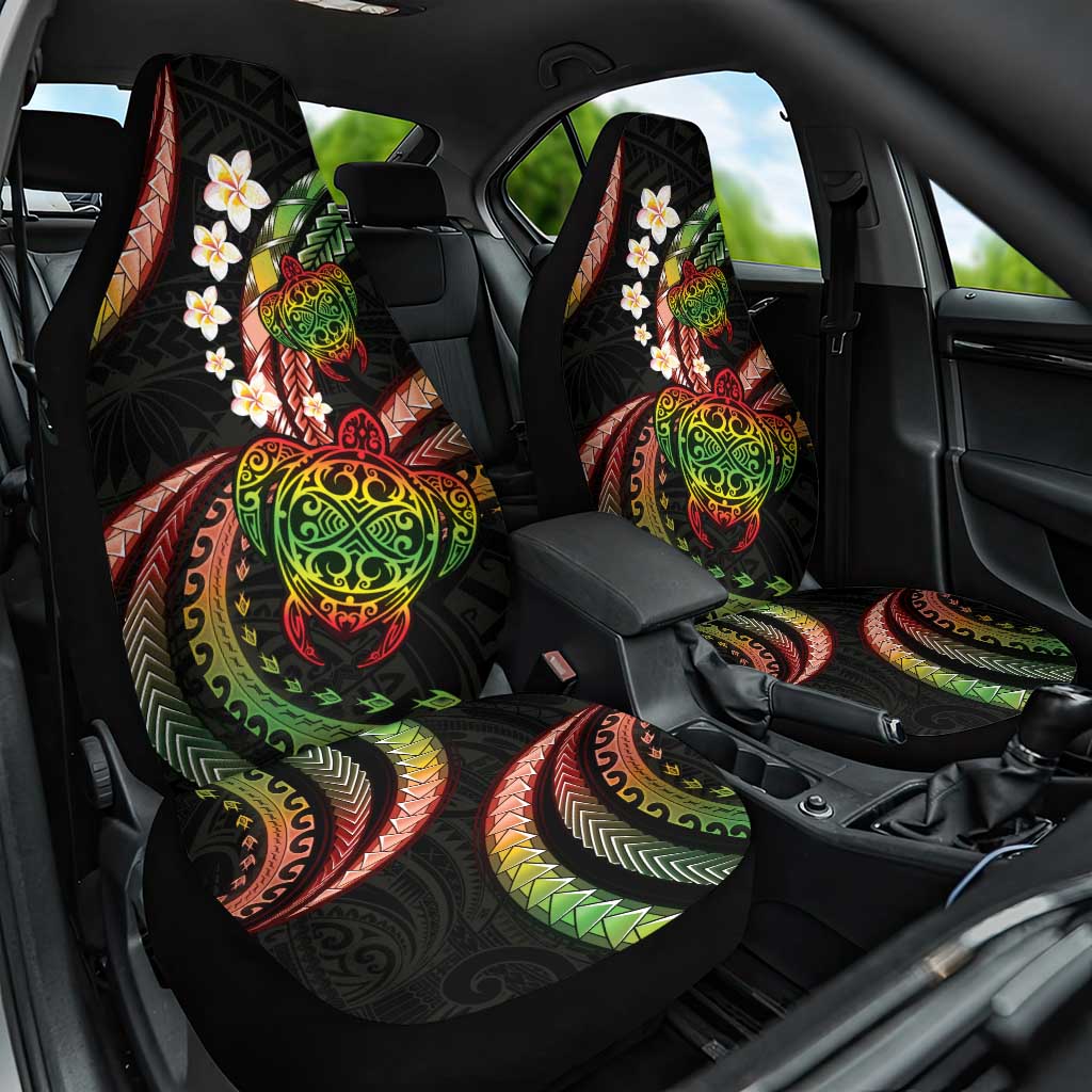 Hawaii Turtles Plumeria Car Seat Cover Reggae Polynesian Pattern