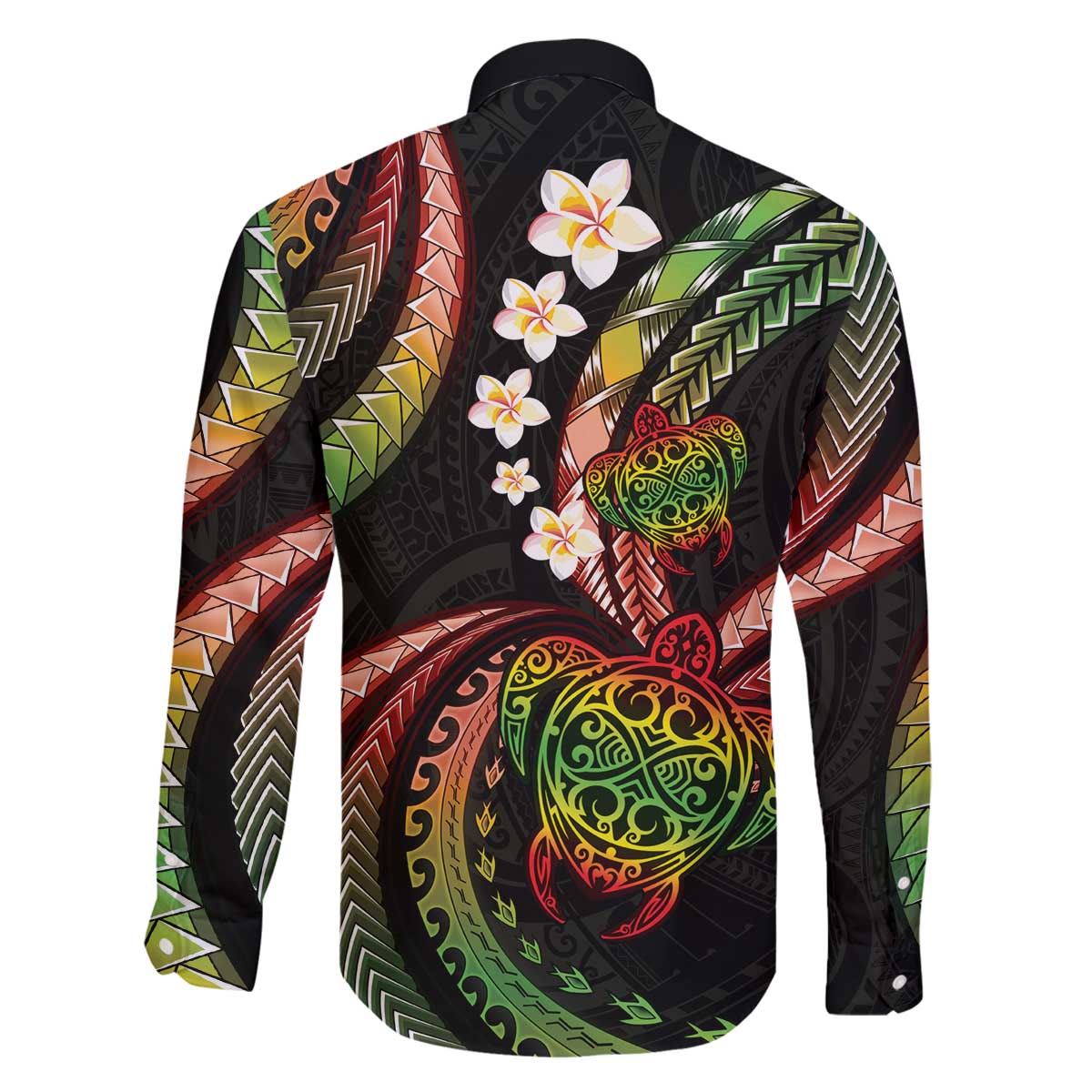 Hawaii Turtles Plumeria Family Matching Off The Shoulder Long Sleeve Dress and Hawaiian Shirt Reggae Polynesian Pattern