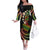 Hawaii Turtles Plumeria Family Matching Off The Shoulder Long Sleeve Dress and Hawaiian Shirt Reggae Polynesian Pattern