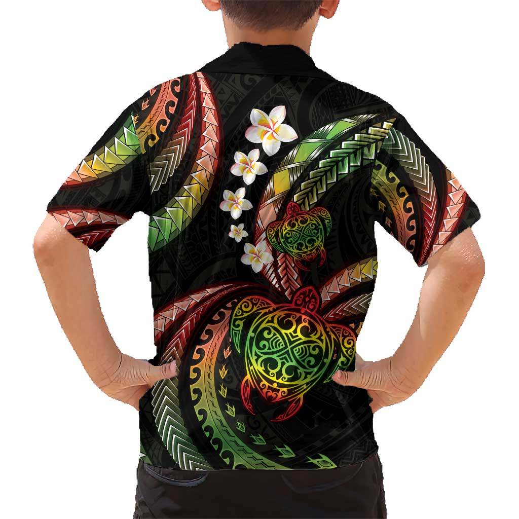 Hawaii Turtles Plumeria Family Matching Short Sleeve Bodycon Dress and Hawaiian Shirt Reggae Polynesian Pattern