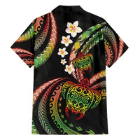 Hawaii Turtles Plumeria Family Matching Short Sleeve Bodycon Dress and Hawaiian Shirt Reggae Polynesian Pattern