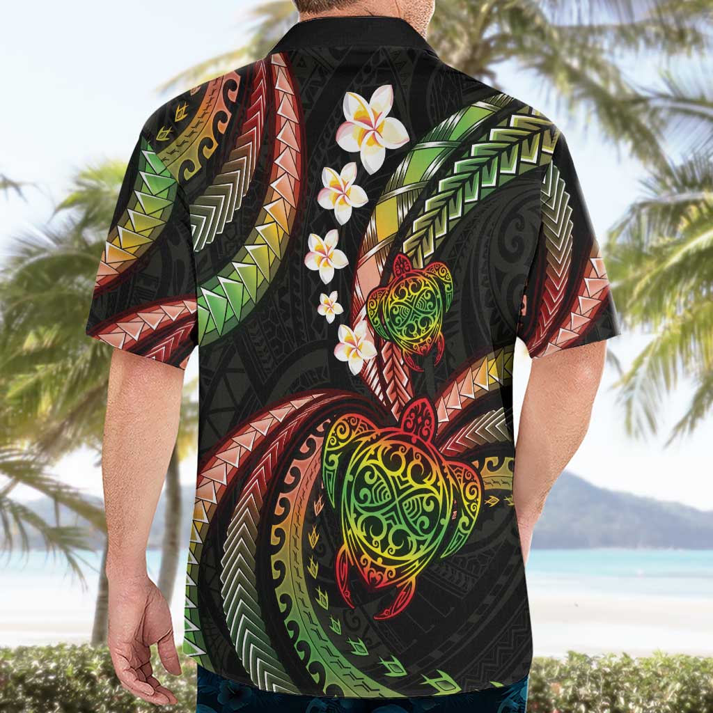 Hawaii Turtles Plumeria Hawaiian Shirt Reggae Polynesian Pattern