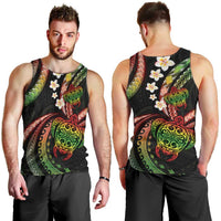Hawaii Turtles Plumeria Men Tank Top Reggae Polynesian Pattern