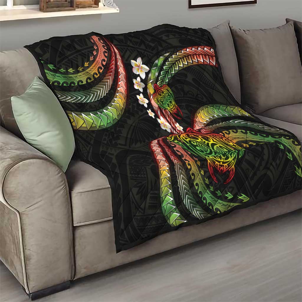 Hawaii Turtles Plumeria Quilt Reggae Polynesian Pattern