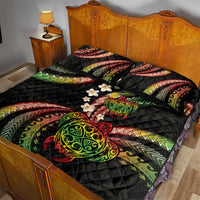 Hawaii Turtles Plumeria Quilt Bed Set Reggae Polynesian Pattern