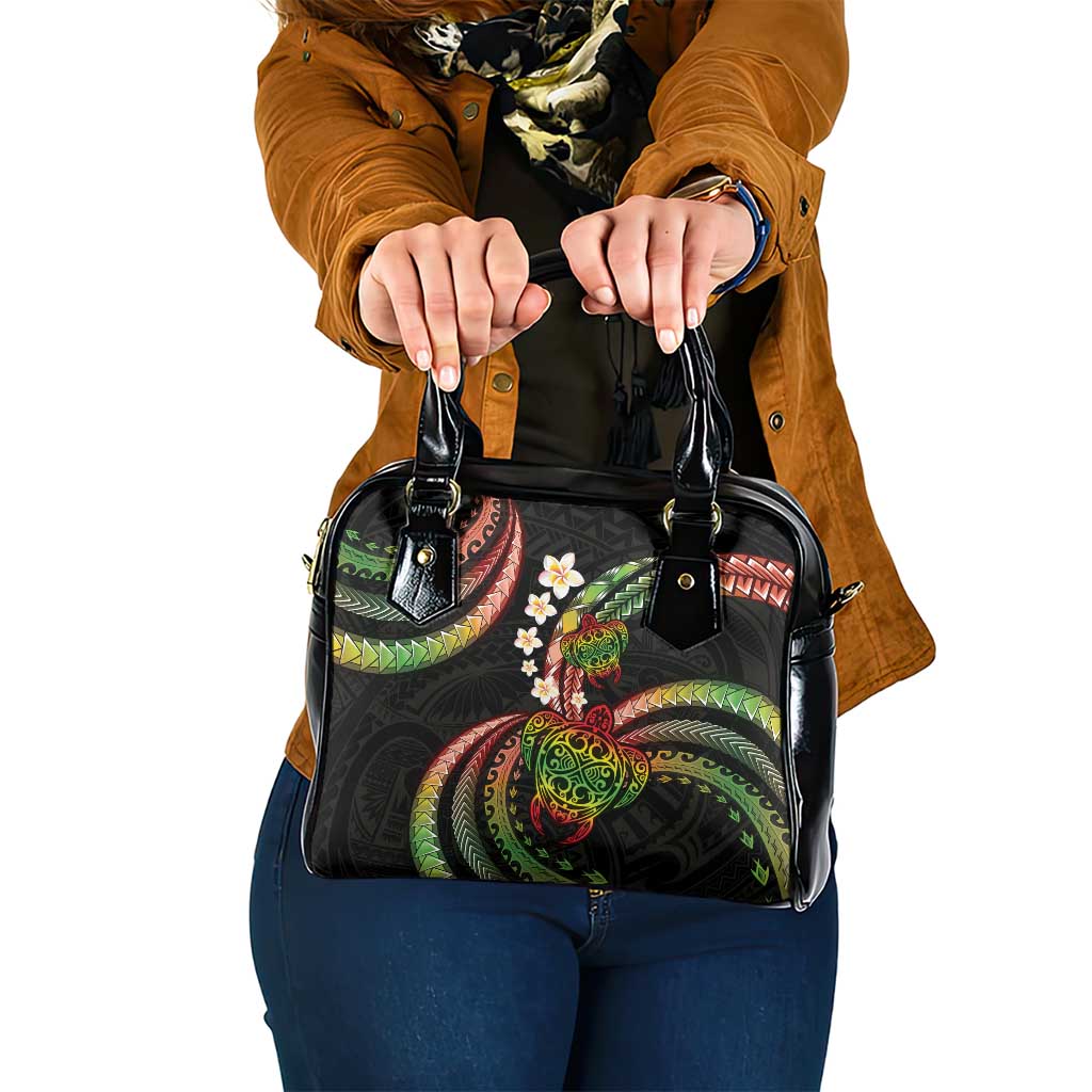 Hawaii Turtles Plumeria Shoulder Handbag Reggae Polynesian Pattern LT01 One Size Reggae - Polynesian Pride