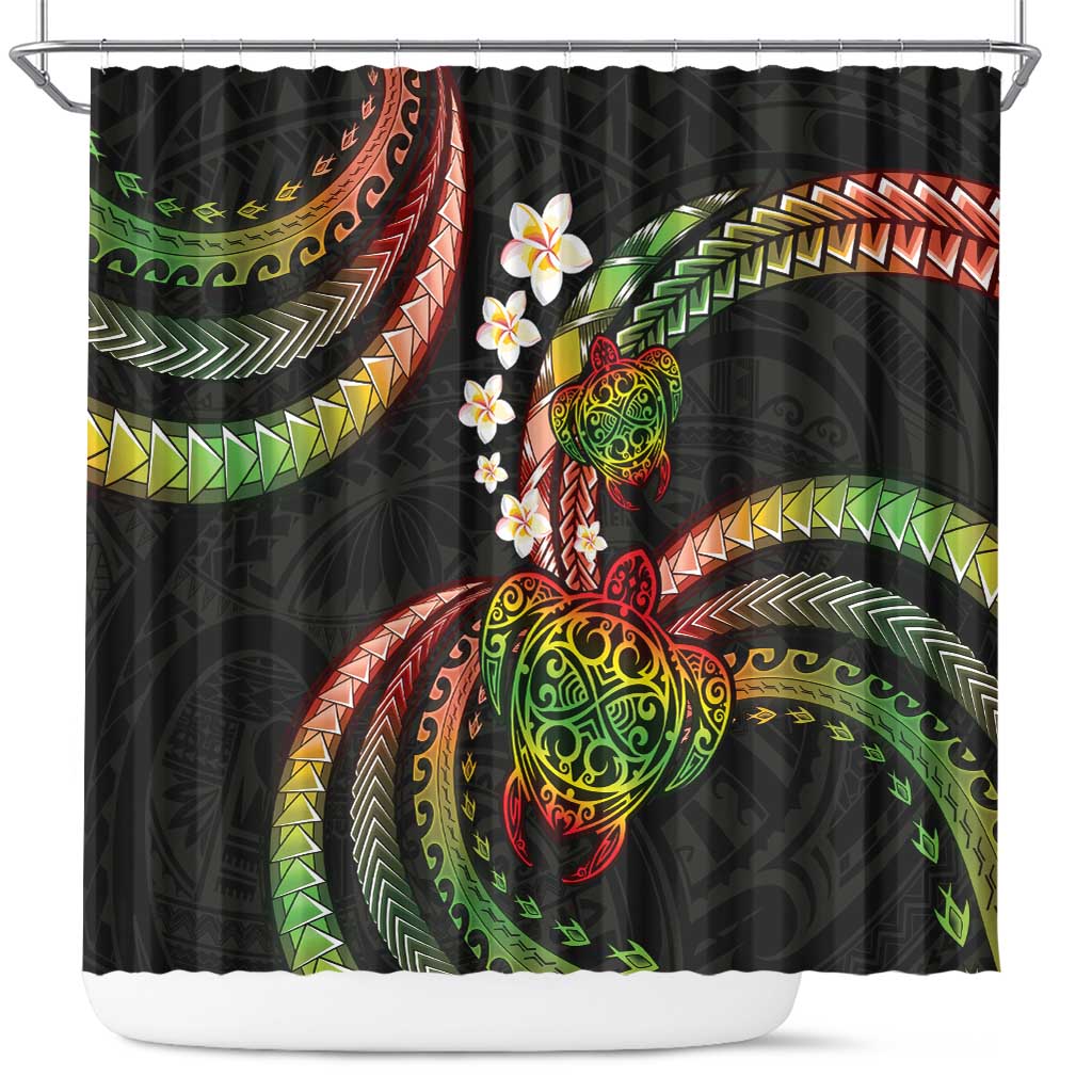 Hawaii Turtles Plumeria Shower Curtain Reggae Polynesian Pattern