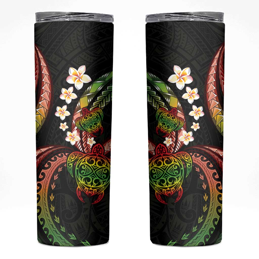 Hawaii Turtles Plumeria Skinny Tumbler Reggae Polynesian Pattern