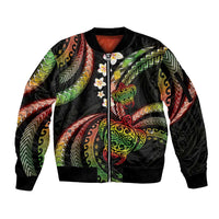 Hawaii Turtles Plumeria Sleeve Zip Bomber Jacket Reggae Polynesian Pattern LT01 Unisex Reggae - Polynesian Pride