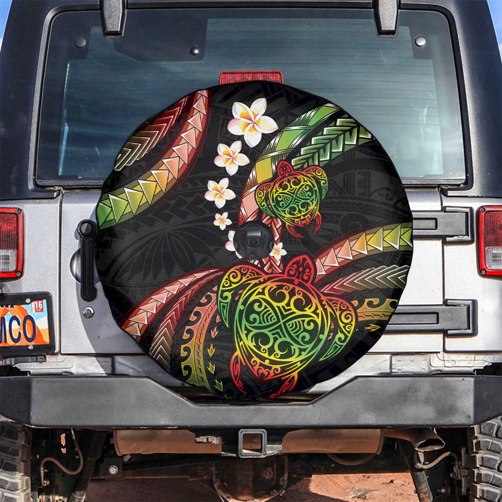 Hawaii Turtles Plumeria Spare Tire Cover Reggae Polynesian Pattern