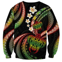 Hawaii Turtles Plumeria Sweatshirt Reggae Polynesian Pattern