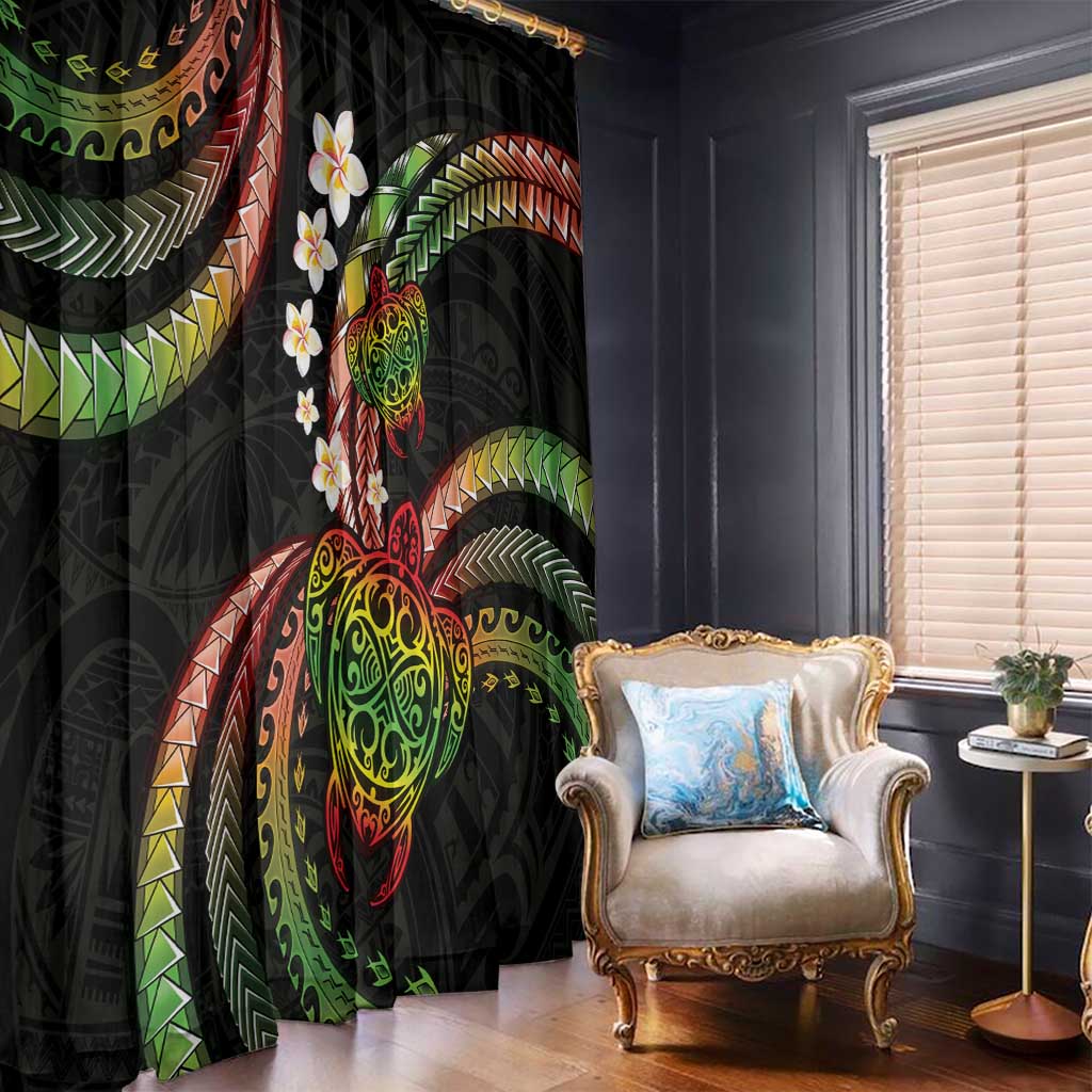 Hawaii Turtles Plumeria Window Curtain Reggae Polynesian Pattern