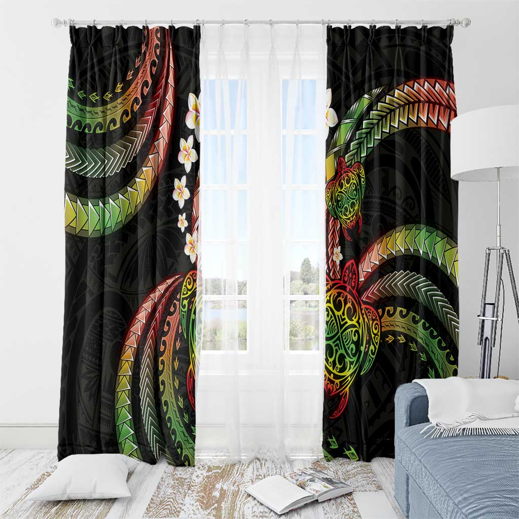 Hawaii Turtles Plumeria Window Curtain Reggae Polynesian Pattern