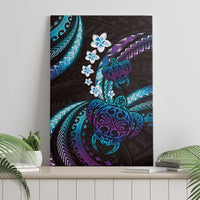 Hawaii Turtles Plumeria Canvas Wall Art Amethyst Gradient Polynesian Pattern