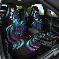 Hawaii Turtles Plumeria Car Seat Cover Amethyst Gradient Polynesian Pattern