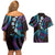 Hawaii Turtles Plumeria Couples Matching Off Shoulder Short Dress and Hawaiian Shirt Amethyst Gradient Polynesian Pattern
