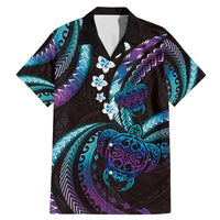 Hawaii Turtles Plumeria Family Matching Mermaid Dress and Hawaiian Shirt Amethyst Gradient Polynesian Pattern