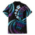 Hawaii Turtles Plumeria Family Matching Off The Shoulder Long Sleeve Dress and Hawaiian Shirt Amethyst Gradient Polynesian Pattern