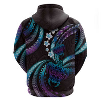 Hawaii Turtles Plumeria Hoodie Amethyst Gradient Polynesian Pattern