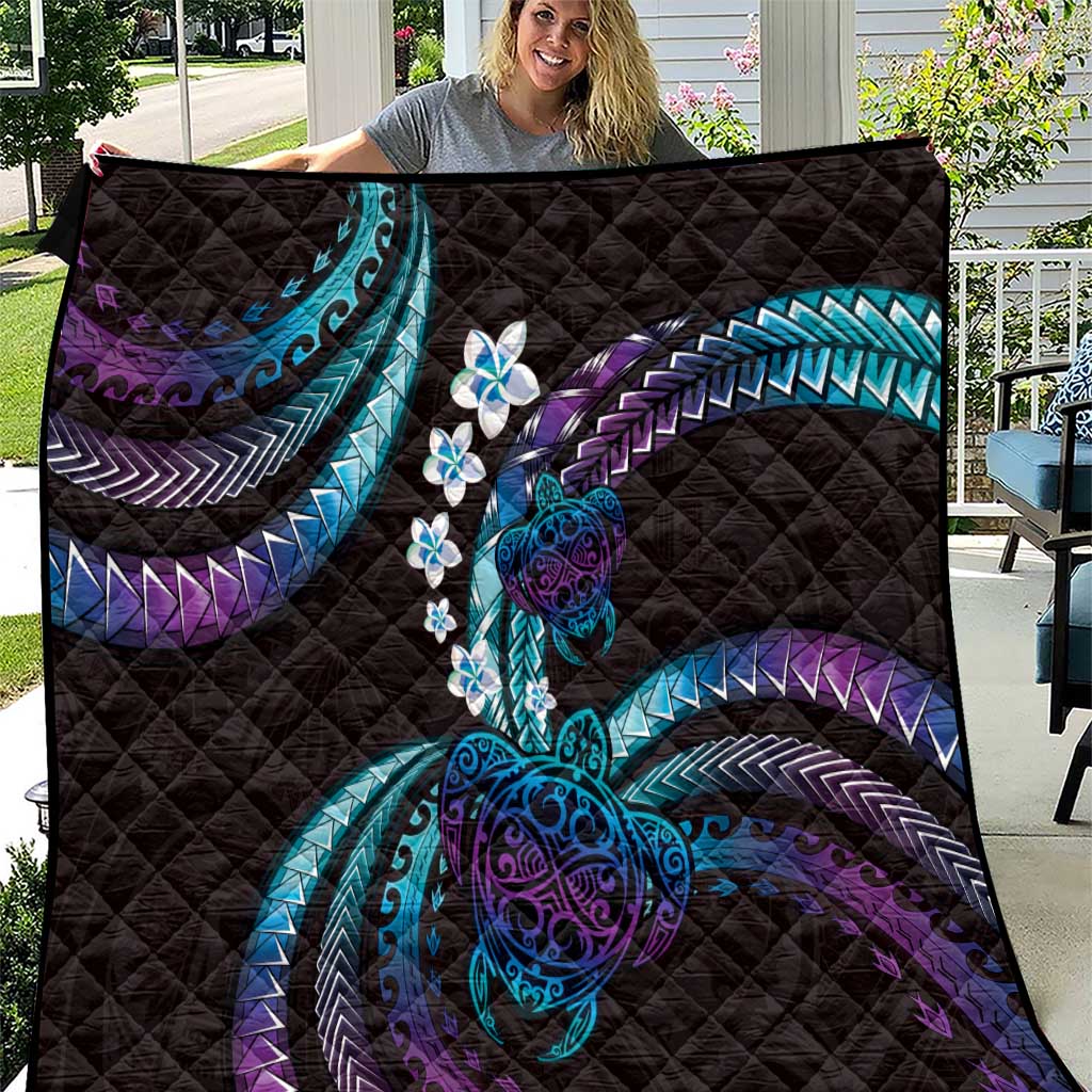 Hawaii Turtles Plumeria Quilt Amethyst Gradient Polynesian Pattern