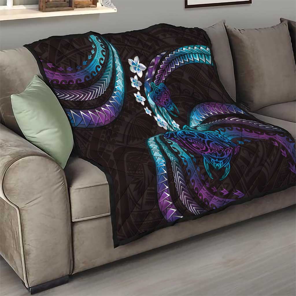 Hawaii Turtles Plumeria Quilt Amethyst Gradient Polynesian Pattern