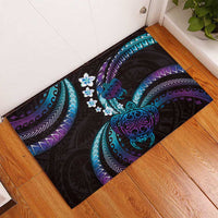 Hawaii Turtles Plumeria Rubber Doormat Amethyst Gradient Polynesian Pattern