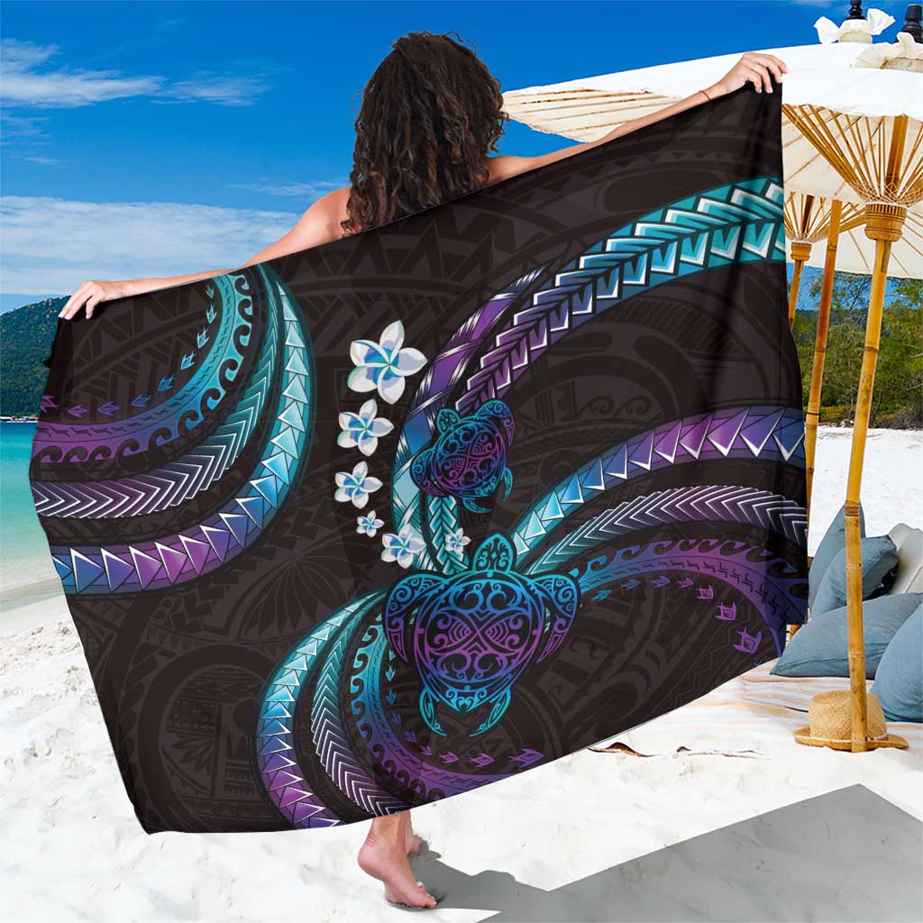 Hawaii Turtles Plumeria Sarong Amethyst Gradient Polynesian Pattern