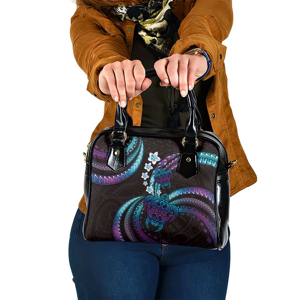 Hawaii Turtles Plumeria Shoulder Handbag Amethyst Gradient Polynesian Pattern LT01 One Size Purple - Polynesian Pride