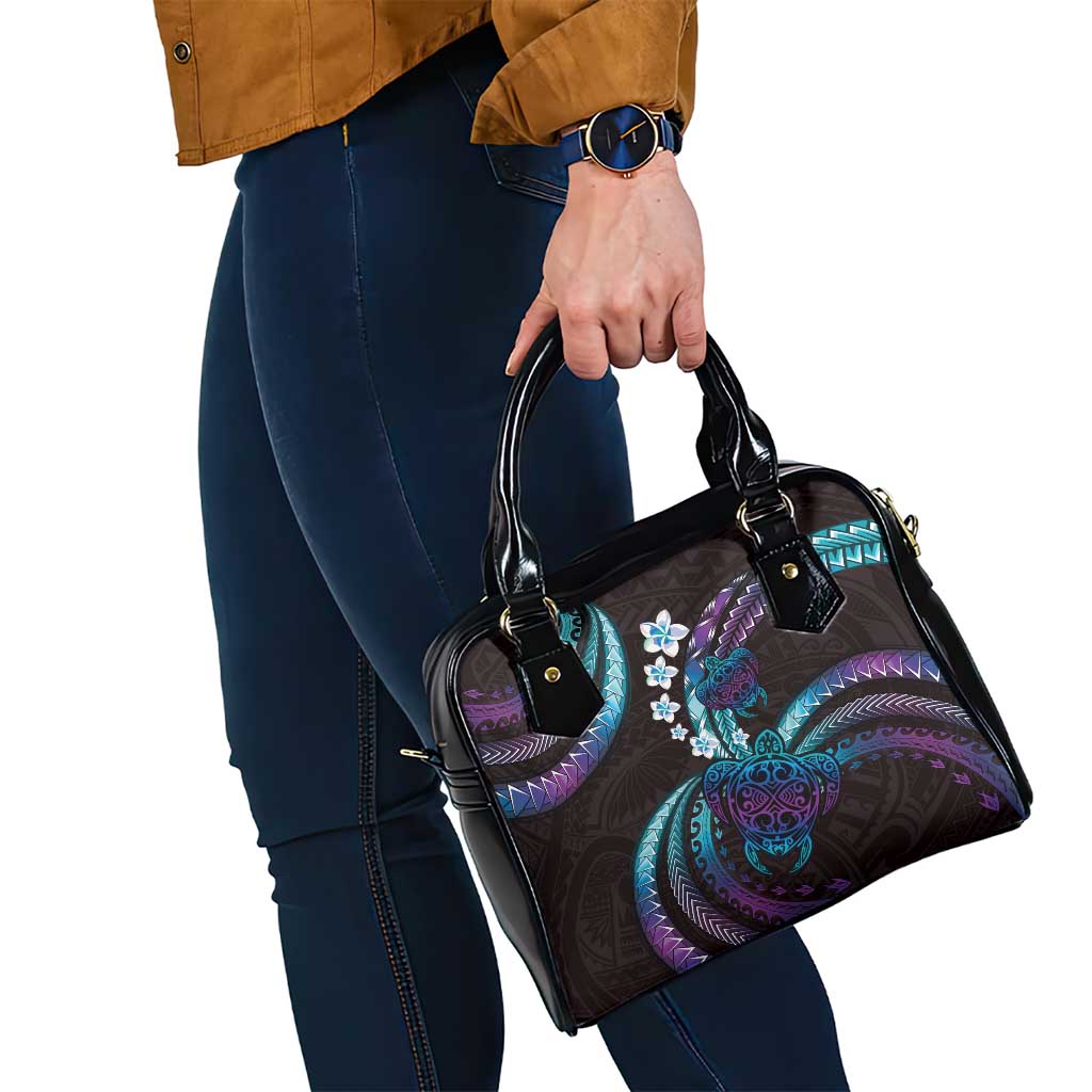 Hawaii Turtles Plumeria Shoulder Handbag Amethyst Gradient Polynesian Pattern LT01 - Polynesian Pride