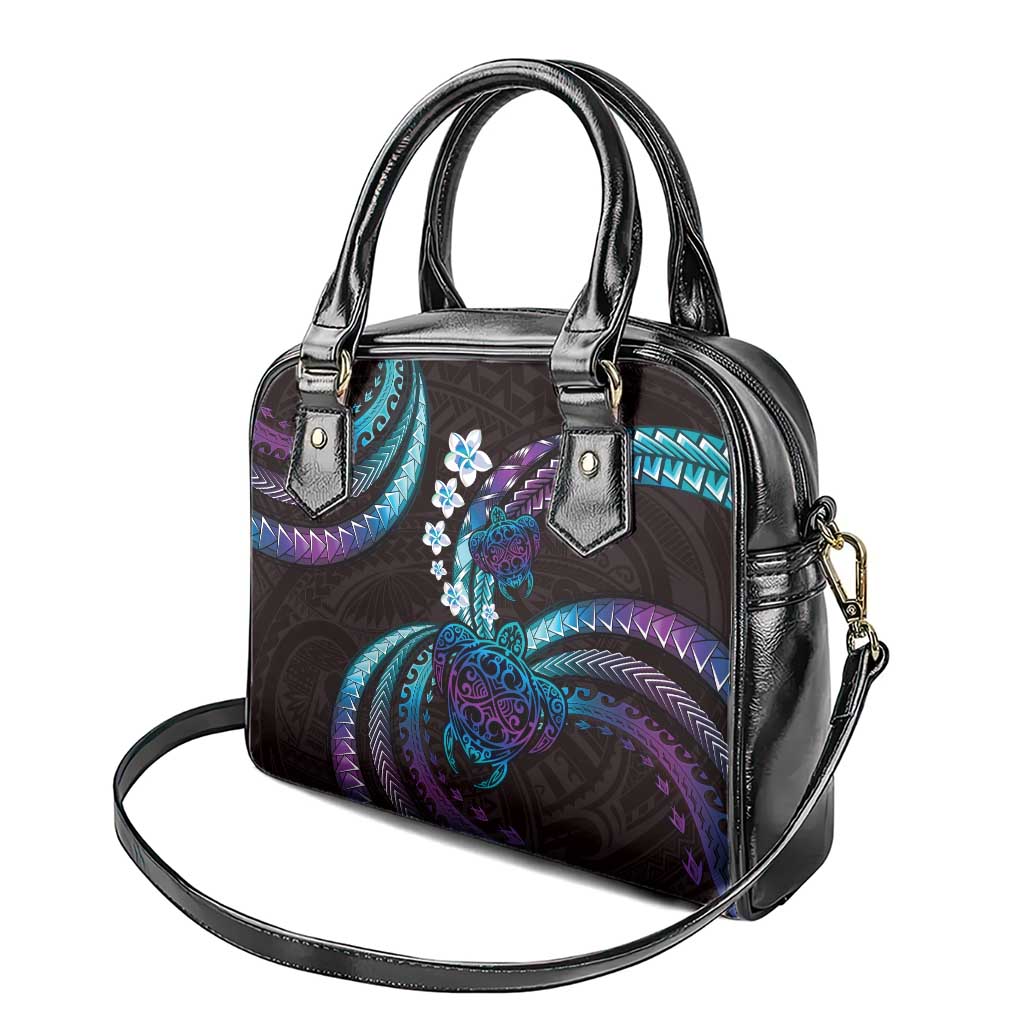 Hawaii Turtles Plumeria Shoulder Handbag Amethyst Gradient Polynesian Pattern LT01 - Polynesian Pride